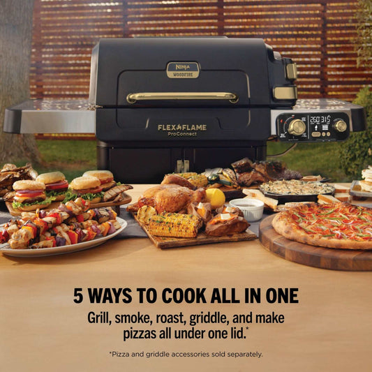 Ninja FlexFlame ProConnect Gas BBQ & Outdoor Cooking System Ultimate 5-in-1 Bundle - Black & Stainless Steel