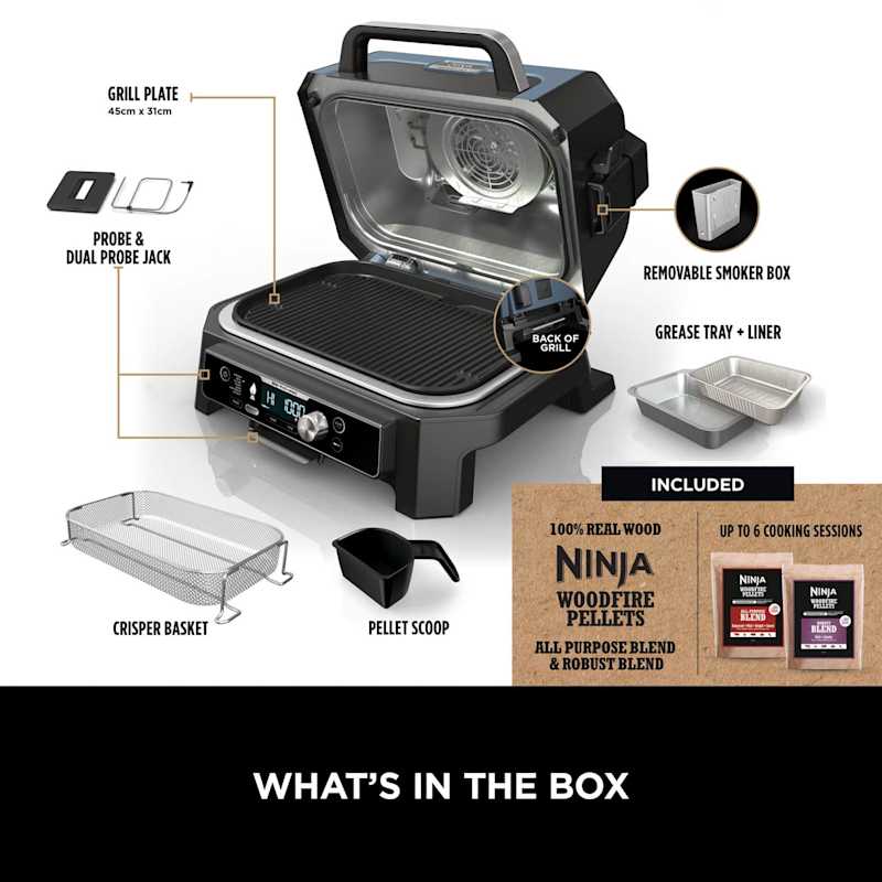 Ninja Woodfire Pro Connect XL Electric BBQ Grill & Smoker with Stand & Cover